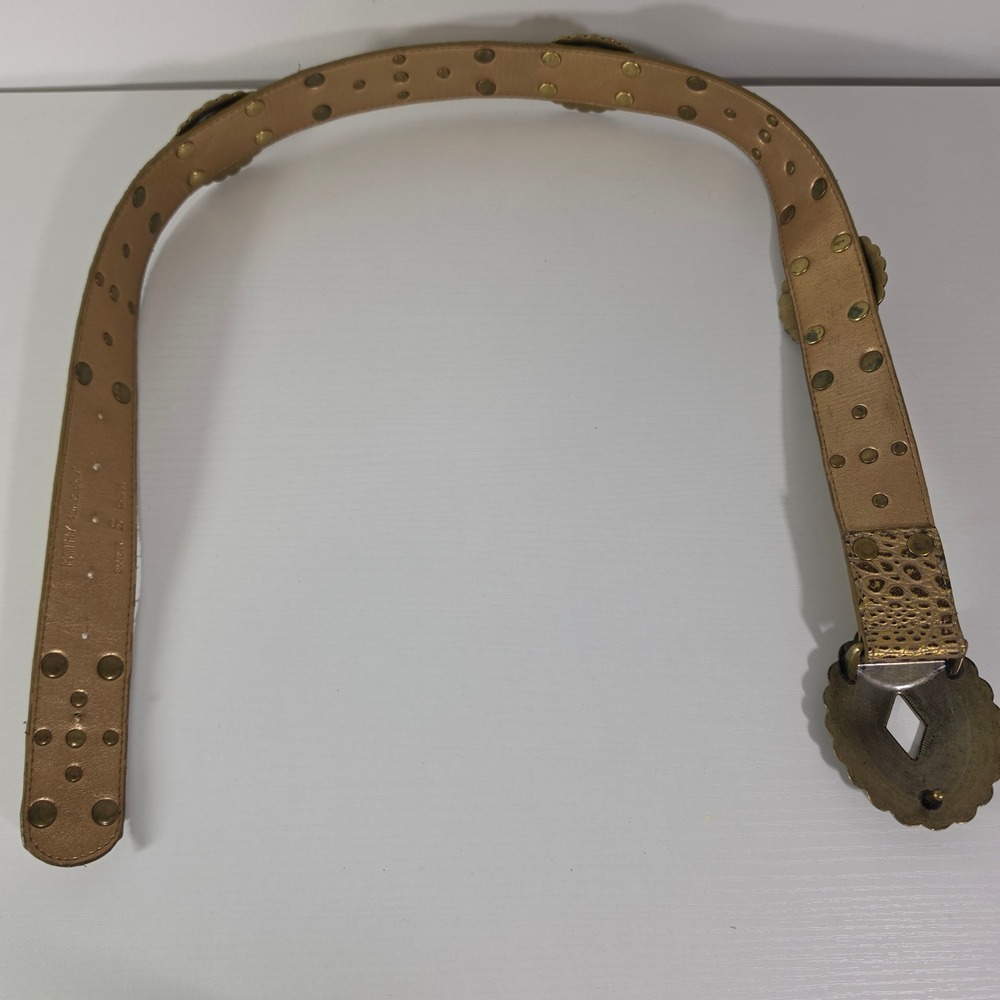 Kathy Van Zeeland Western Concho Belt Bronze Faux Croc Turquoise Studded Boho S - Picture 9 of 14
